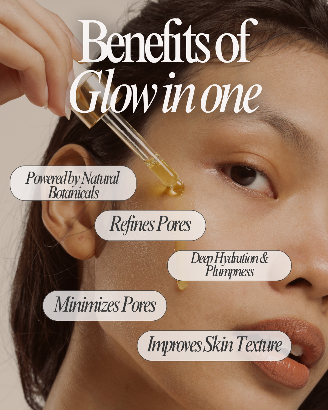 All-in-One Glow, Every Day: Kojic Acid, Hyaluronic Acid, Niacinamide infusion with botanical herbs Glow hydration clarity