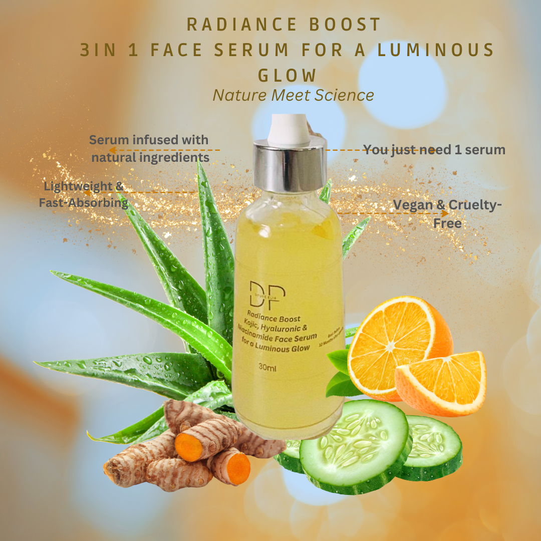 All-in-One Glow, Every Day: Kojic Acid, Hyaluronic Acid, Niacinamide infusion with botanical herbs Glow hydration clarity