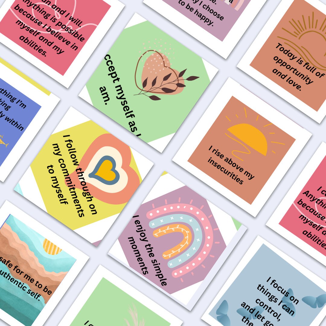 Affirmation cards for Self confidence and Daily Motivation -48 printable affirmation cards for  self confidence and  daily motivation