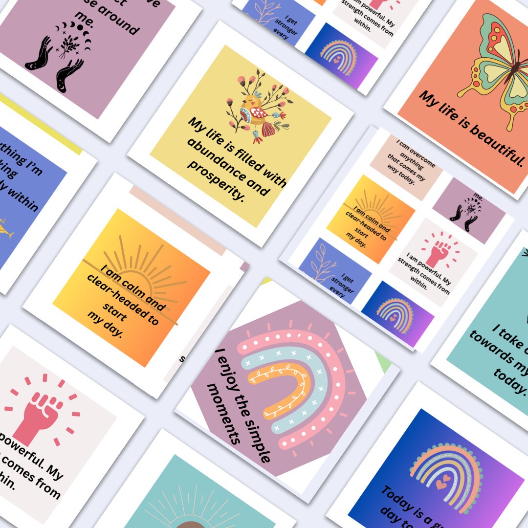 Affirmation cards for Self confidence and Daily Motivation -48 printable affirmation cards for  self confidence and  daily motivation